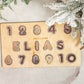 Personalized Name Puzzle with Numbers - Baby Gift - Christian Nursery Decor - Christmas Baby Gift - Bible Promise - Boho Home Decor